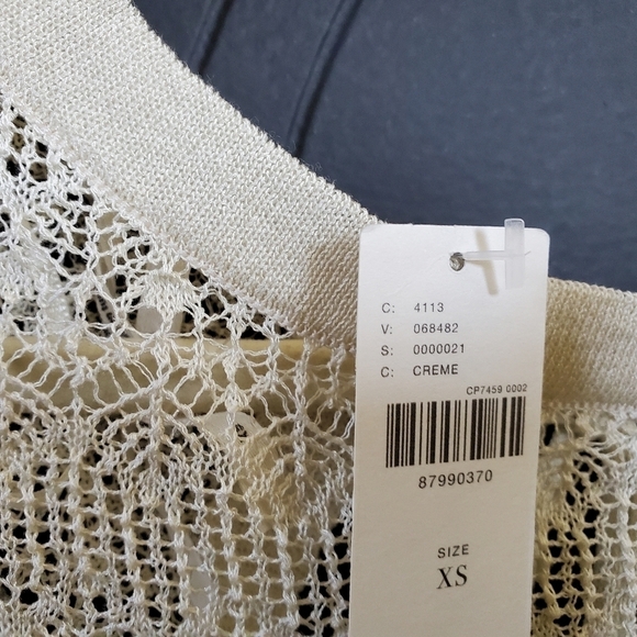 NWT Anthropologie Crochet Sweater Lightweight Sz XS Ruffle Sleeves - Picture 4 of 10